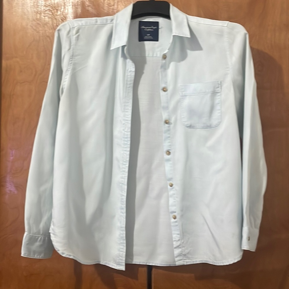 American Eagle Chambray Button-Down Top